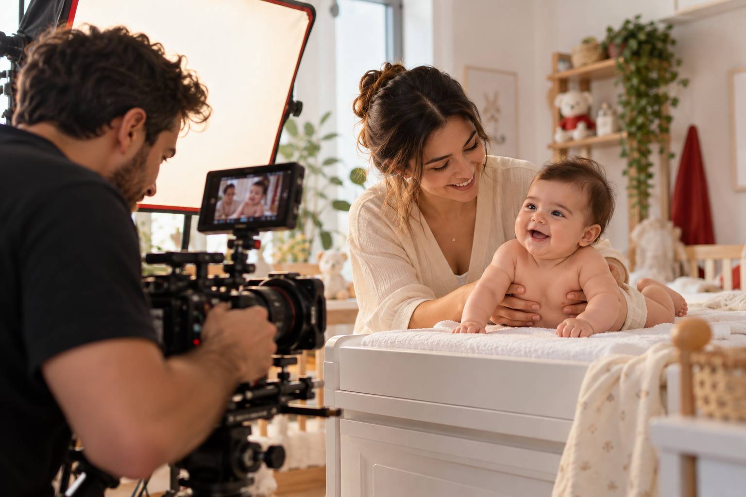 Bebek ürünleri reklamı için bebek ve anne başvurusu